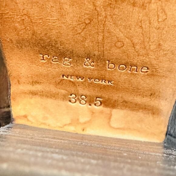 Rag & Bone Booties Womens 8.5 Black Leather Western Ankle Zip Newbury Block Heel - Picture 9 of 10